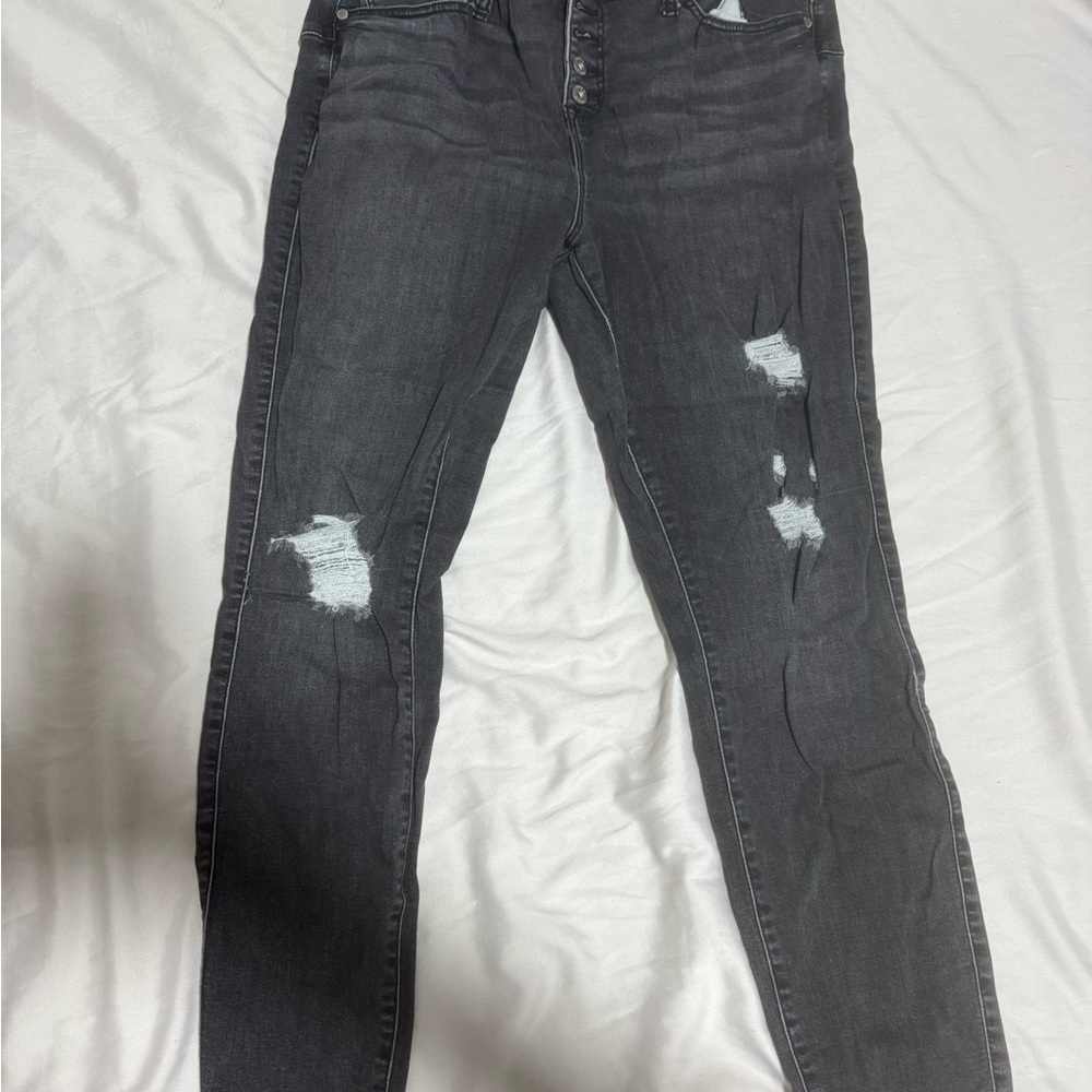 Torrid Charcoal Distressed Skinny Jeans